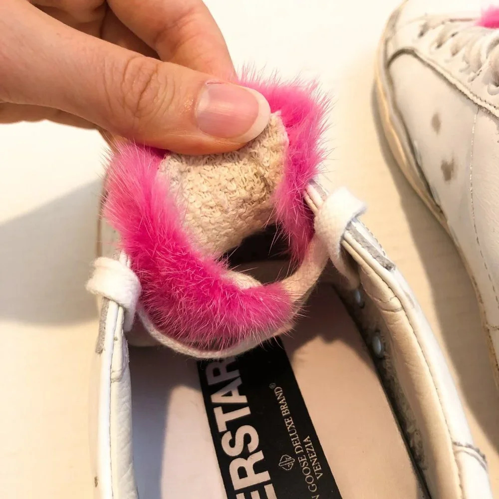 Golden Goose Pink Mink Tounge Lace Up White Leather Designer Superstar Sneakers - Picture 8 of 12